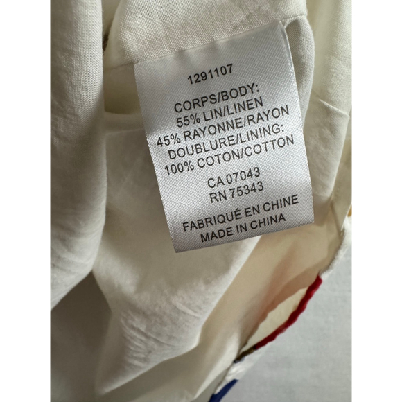 NWT Caroline Constas Linen blend Maxi Dress S White Blue Fruit Print - Picture 9 of 12